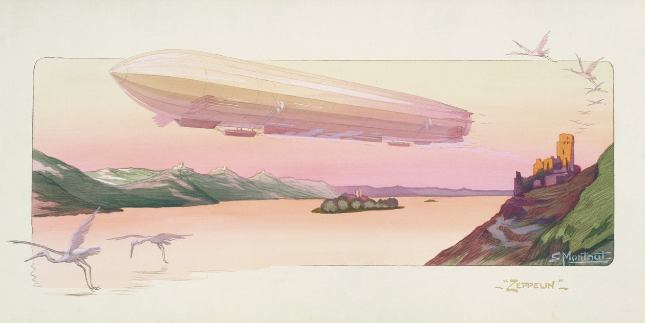 Zeppelin, vydáno v Paříži, 1914 (tisk šablony) od Ernest Montaut
