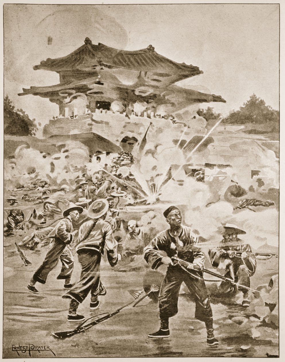 Čínsko-japonská válka, Bitva o Ping Yang: boj o odlehlé pevnosti, ilustrace z 