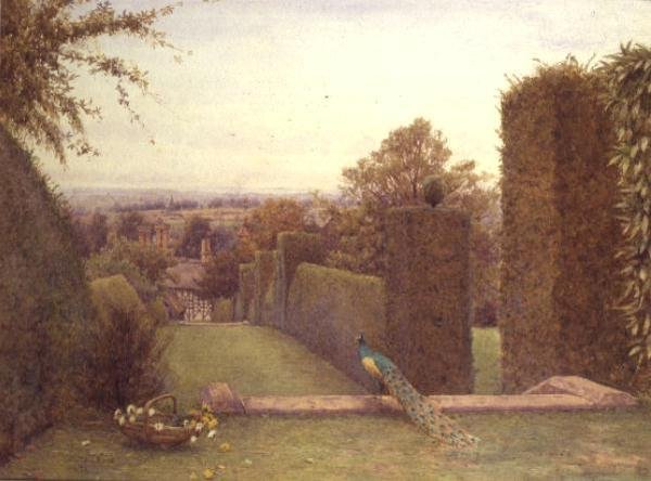 Abberton Church z Rous Lench Court od Ernest Arthur Rowe