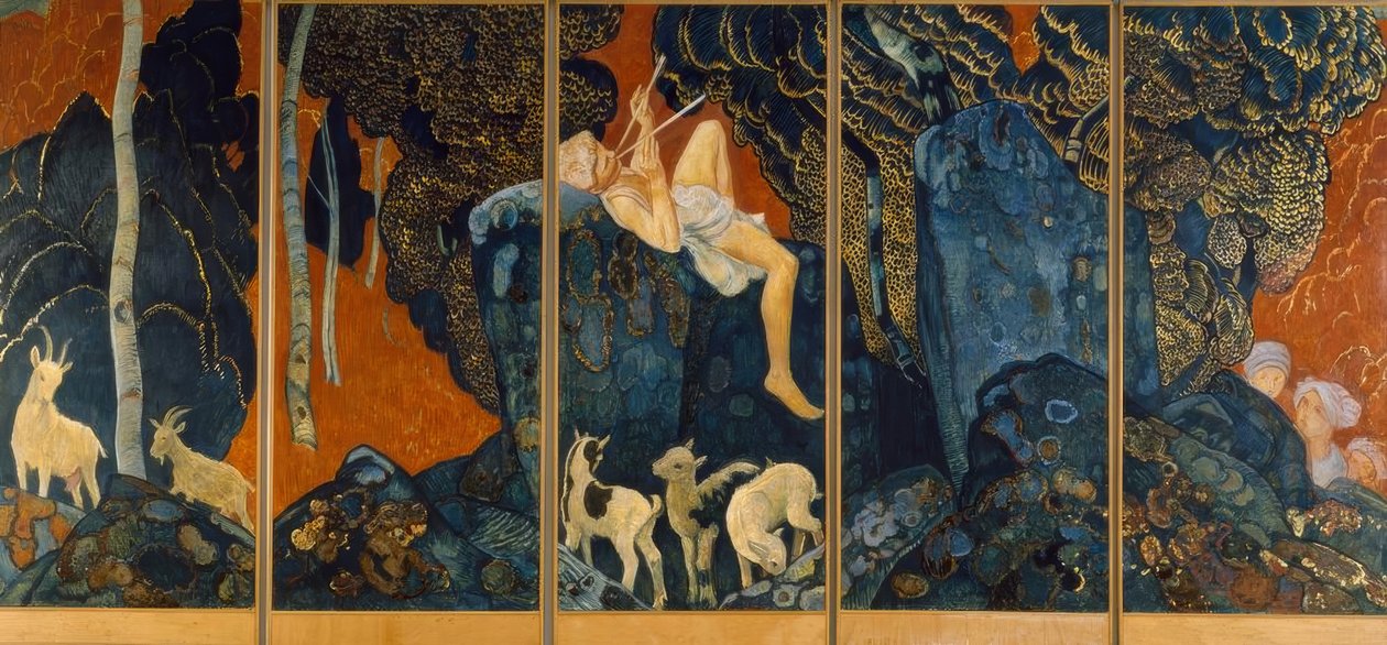 Pastýř hrající na flétnu od Ernest Bieler