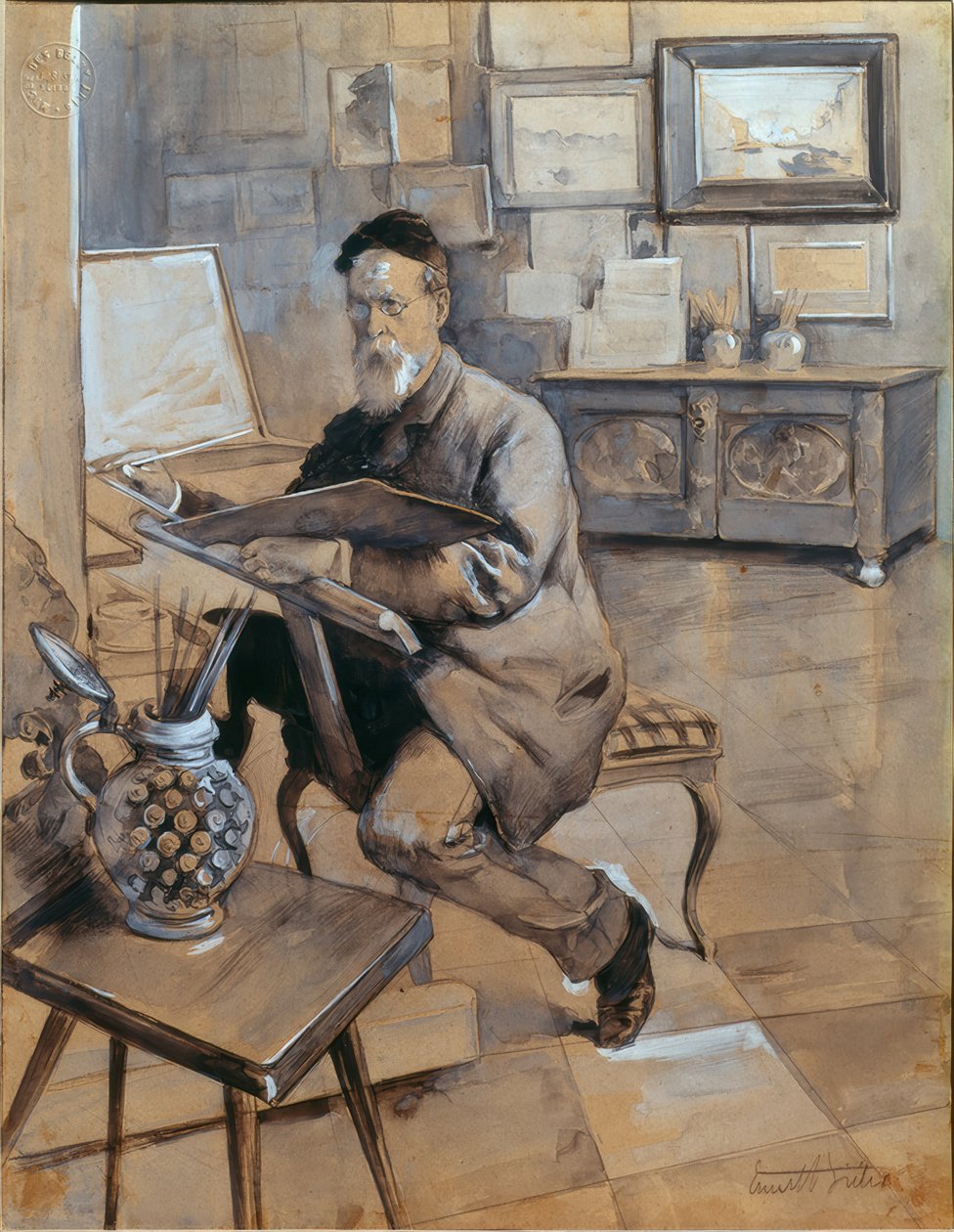 Malíř Bocion ve svém ateliéru od Ernest Bieler