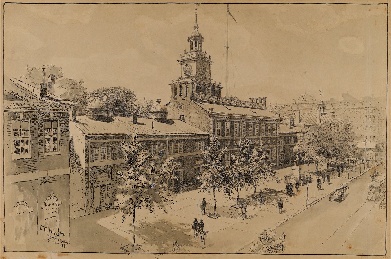 Philadelphia, Independence Hall, Chestnut Street od Ernest C. Peixotto