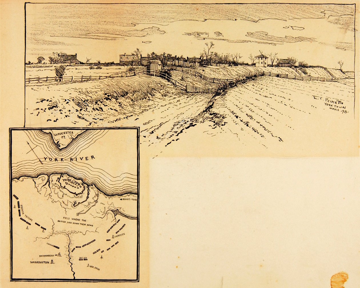 Současný vzhled britského opevnění, Yorktown od Ernest C. Peixotto