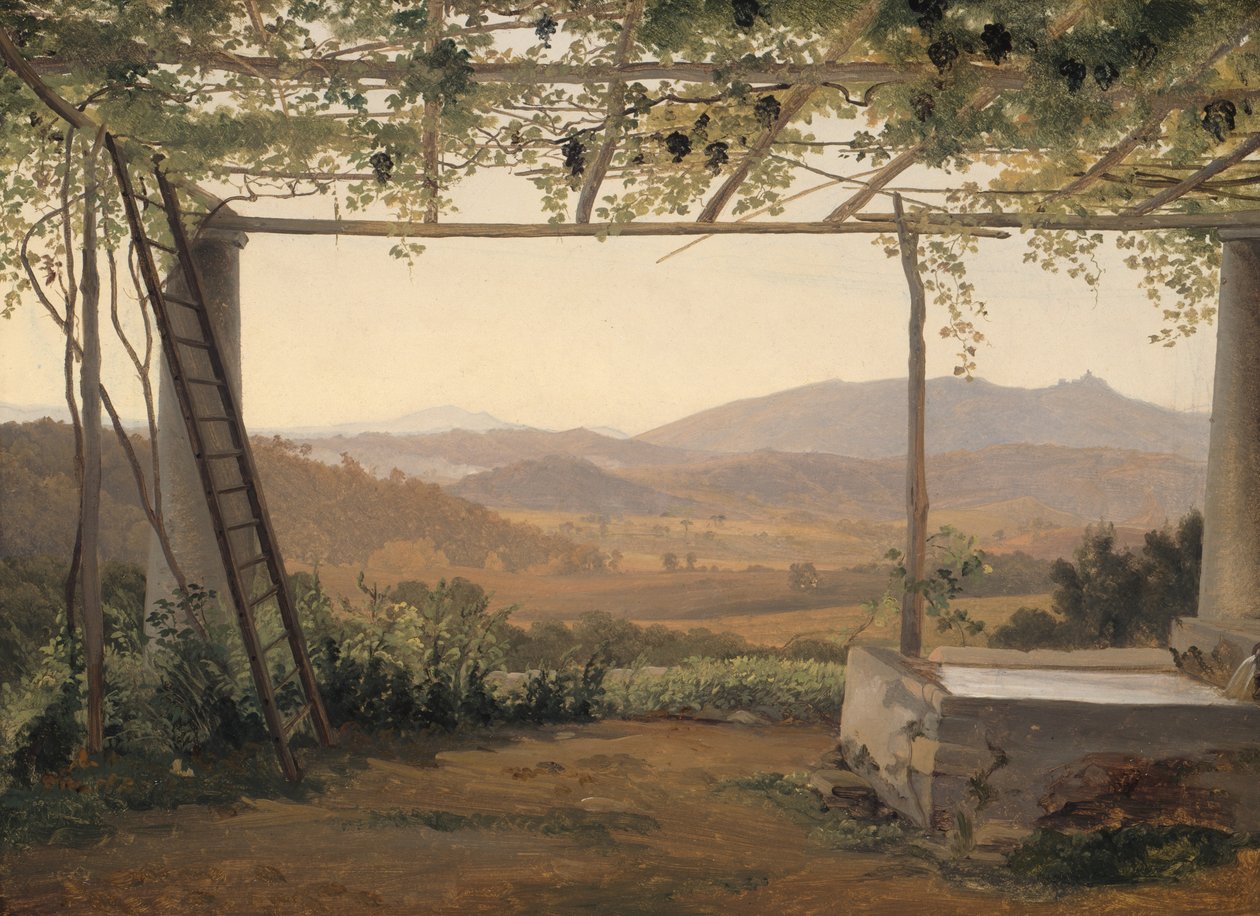 Fontána a pergola v Itálii od Ernest Christian Frederik Petzholdt