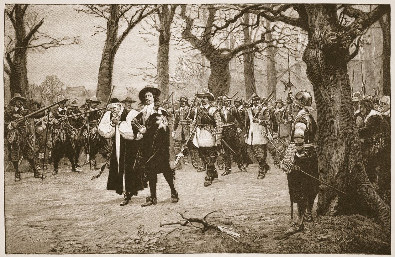 Karel I. na cestě na popravu, ilustrace z knihy "Anglikánská církev: Spence-Jones, vyd. cca 1910 (sépiová fotografie). od Ernest Crofts