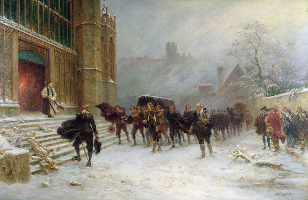 Pohřeb krále Karla I. – kaple sv. Jiří, Windsor v roce 1649 od Ernest Crofts