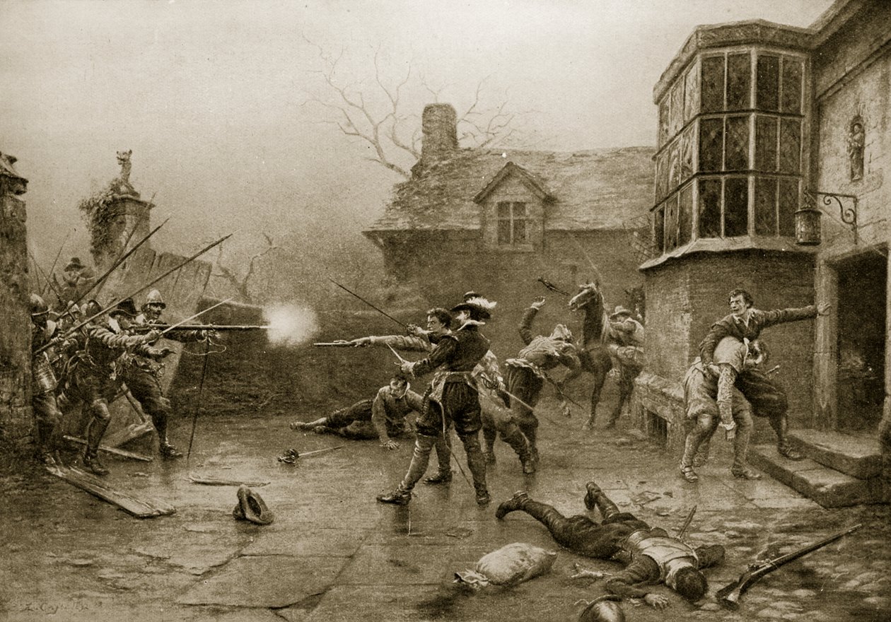 The Last Stand of the Gunpowder Conspirators, 1606, ilustrace z 