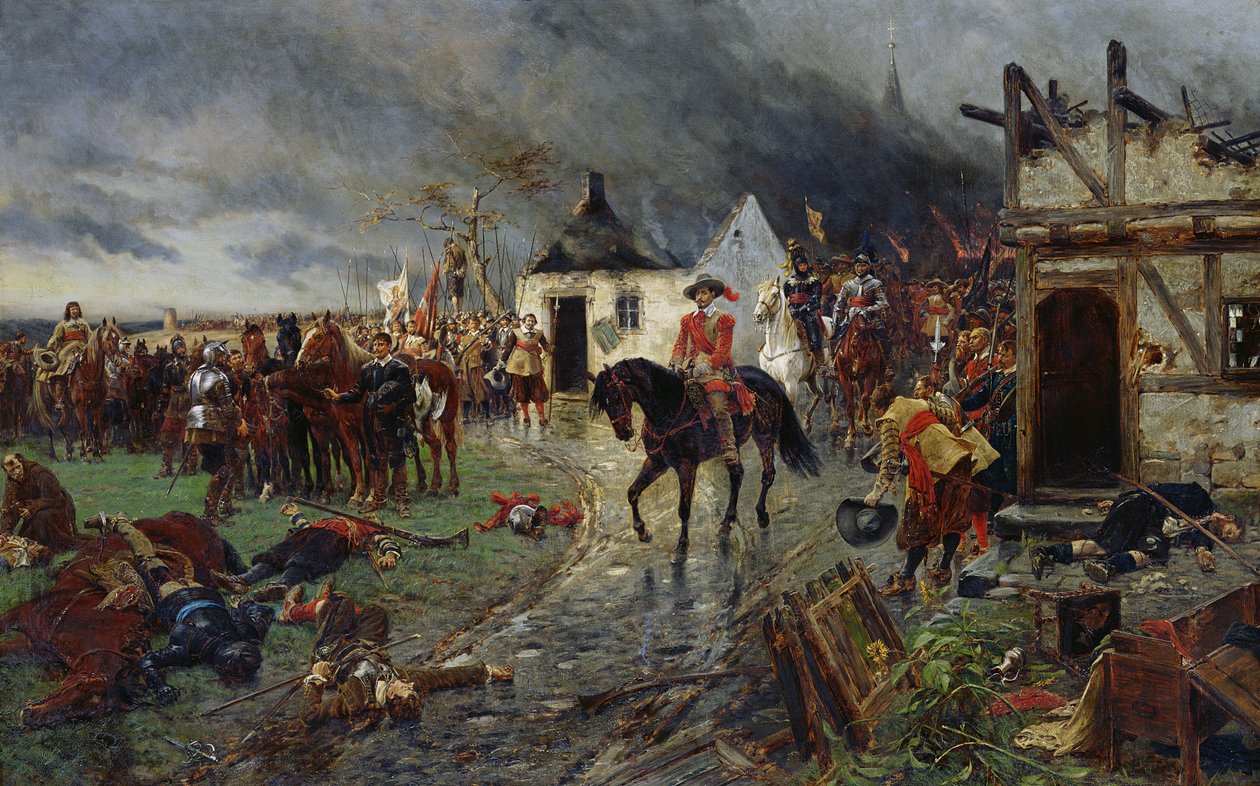 Valdštejn: Scéna z třicetileté války (olej na plátně) od Ernest Crofts
