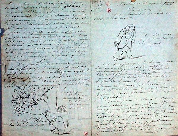 Ilustrovaný dopis Paulu Verlaineovi (1844-96), 3. března 1881 (pero a inkoust na papíře) od Ernest Delahaye