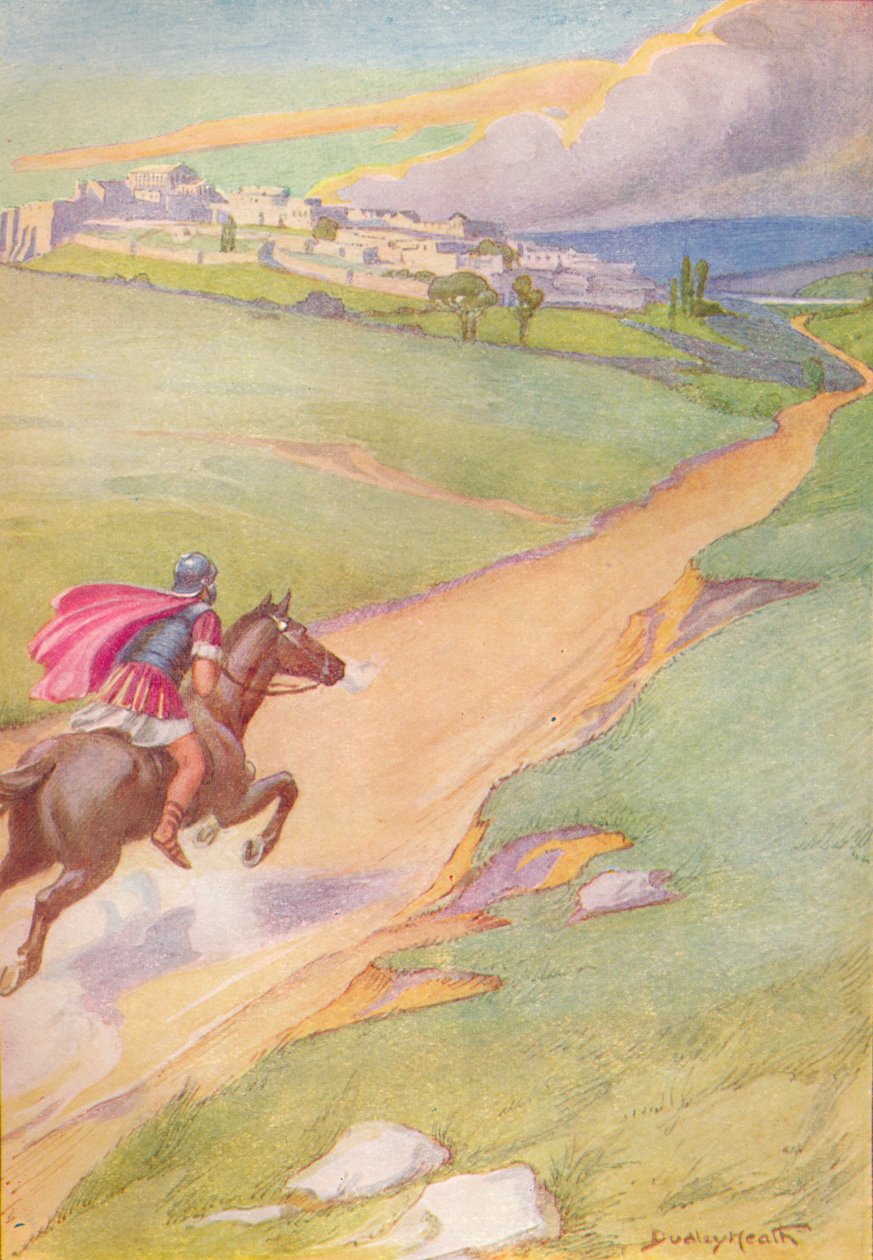 C1912 1912 byl viděn posel, který pobízel svého koně směrem k městu od Ernest Dudley Heath