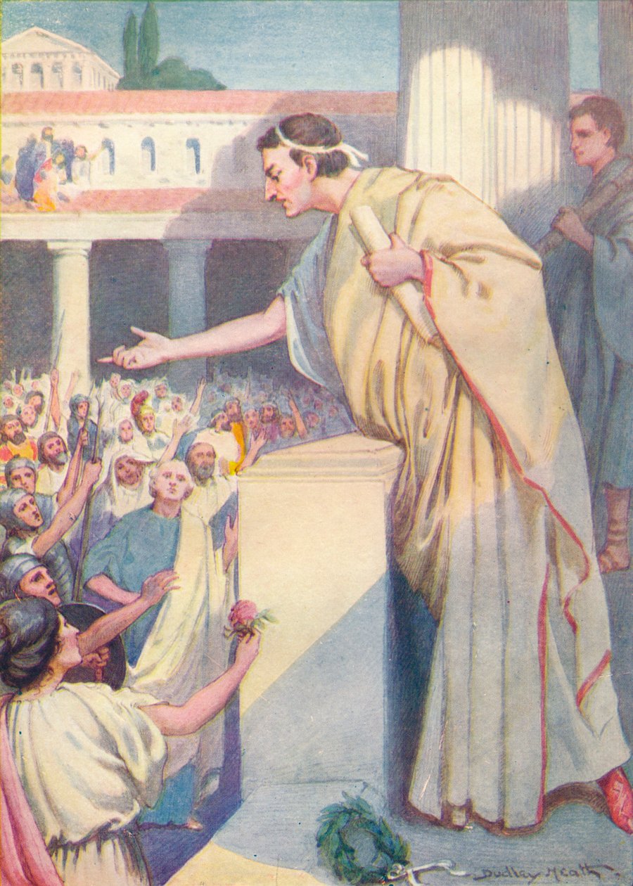 Následující ráno Cicero pronesl další projev proti Catilinovi, c1912 1912 od Ernest Dudley Heath