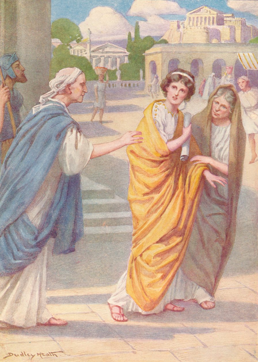 Verginius zanechal svou krásnou malou dceru Verginii v péči její ošetřovatelky, c1912, 1912 od Ernest Dudley Heath