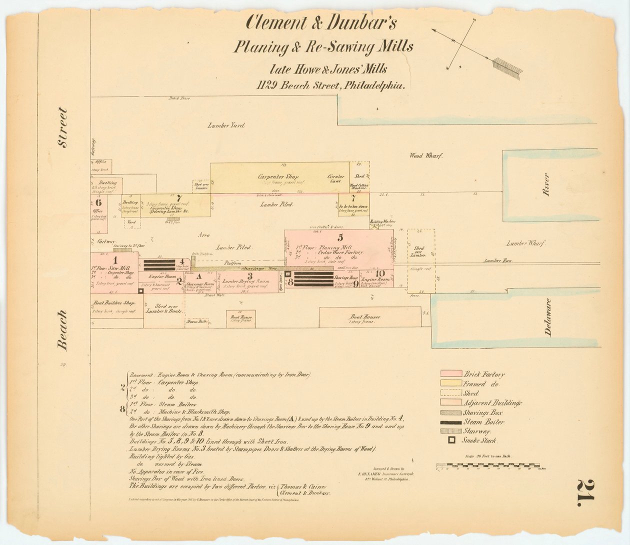 Hexamer General Survey; svazek 1, TD 21, 1866 (ručně kolorovaná rytina) od Ernest Hexamer