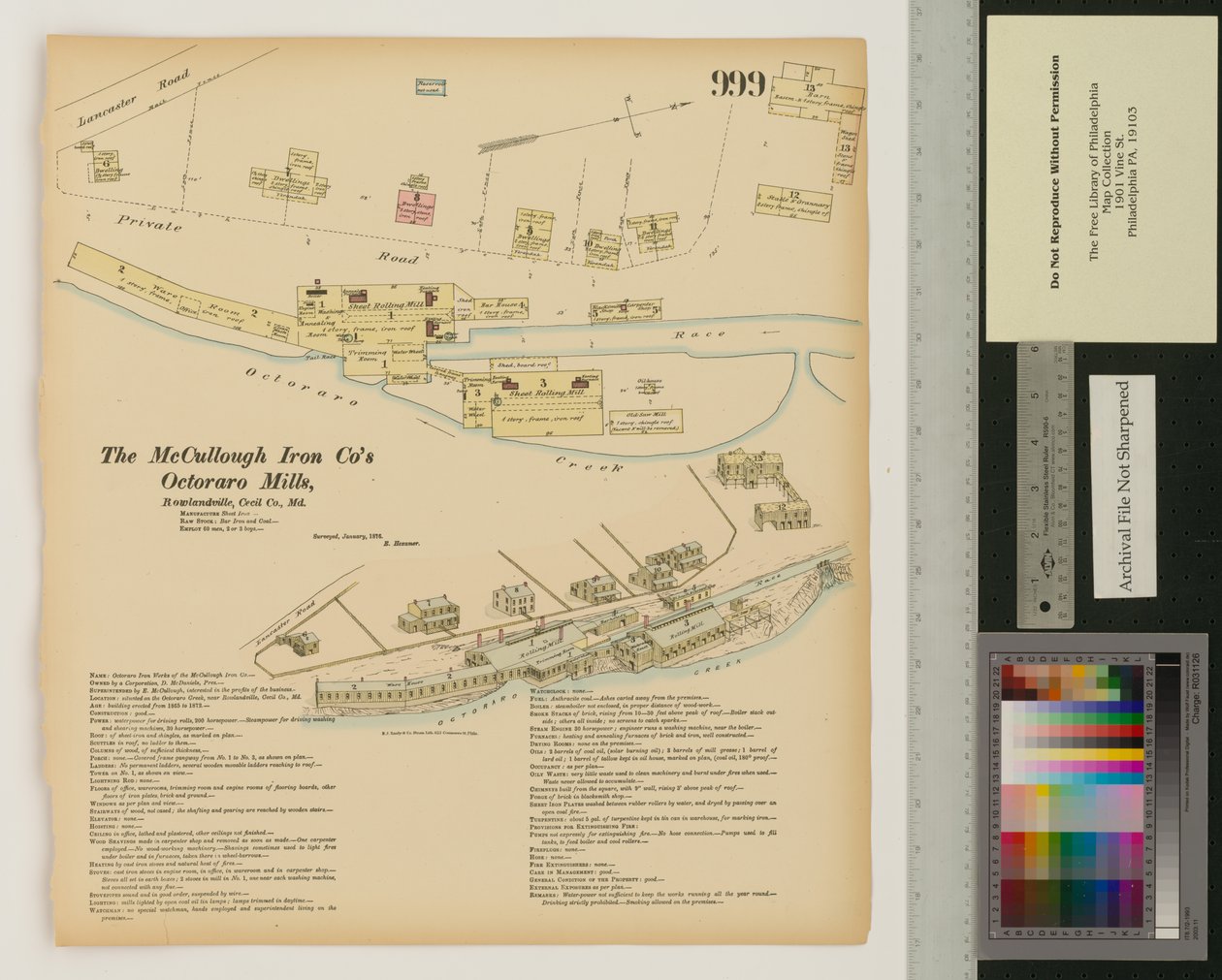 Octoraro Mills, Rowlandville, Maryland, Hexamer General Surveys, 1876 od Ernest Hexamer