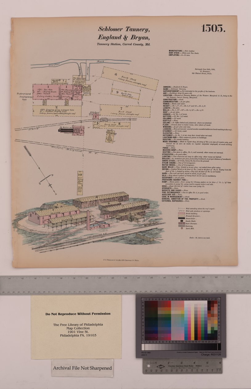 Schlosser Tannery, Anglie a Bryan Tannery Station, Maryland, Hexamer General Surveys, 1880 od Ernest Hexamer