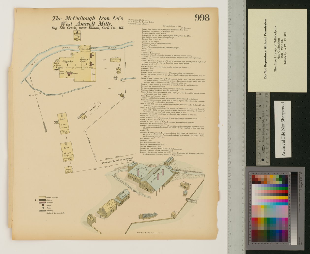 West Amwell Mill, Big Elk Creek, Maryland, Hexamer General Surveys, 1876 od Ernest Hexamer