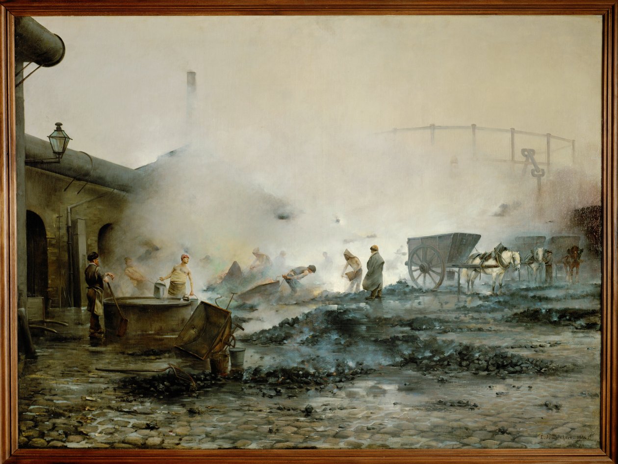 Plynárna v Courcelles (malba na plátně) od Ernest Jean Delahaye