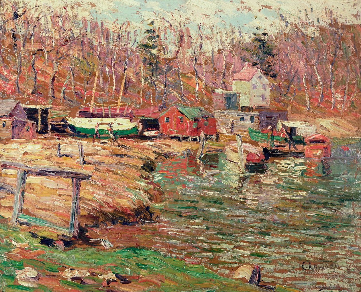 Harlem River Scene (olej na masonitu) od Ernest Lawson