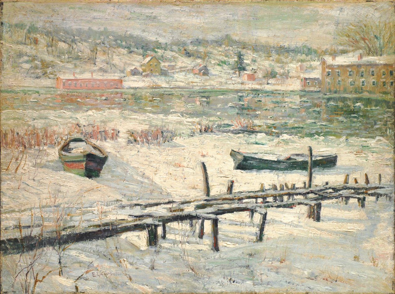 Řeka Harlem v zimě, asi 1907 (olej na plátně) od Ernest Lawson