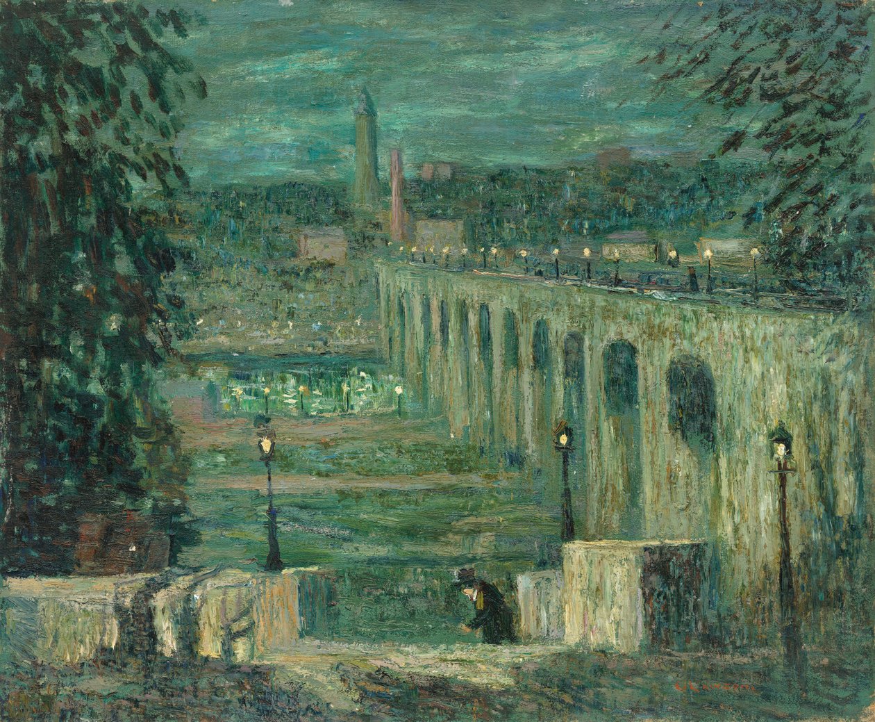 High Bridge at Night, New York City, c. 19101920. od Ernest Lawson