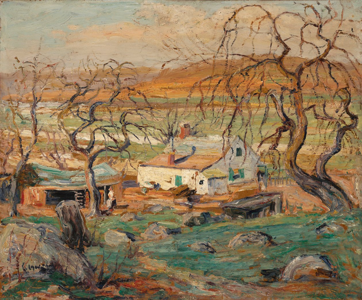 Krajina s pokroucenými stromy od Ernest Lawson