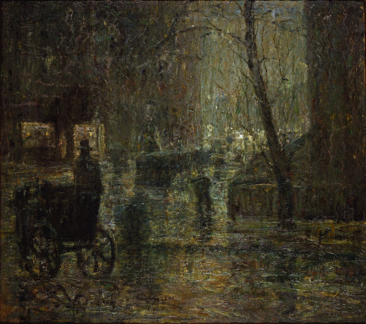 Mokrá noc, Gramercy Park (Po dešti, Nokturno) od Ernest Lawson