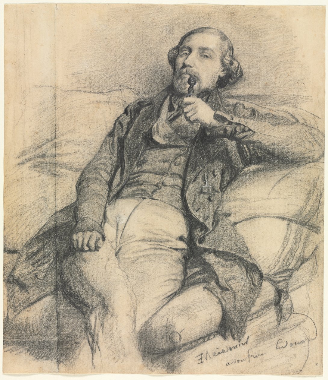 Muž kouření, 19. století. od Jean Louis Ernest Meissonier