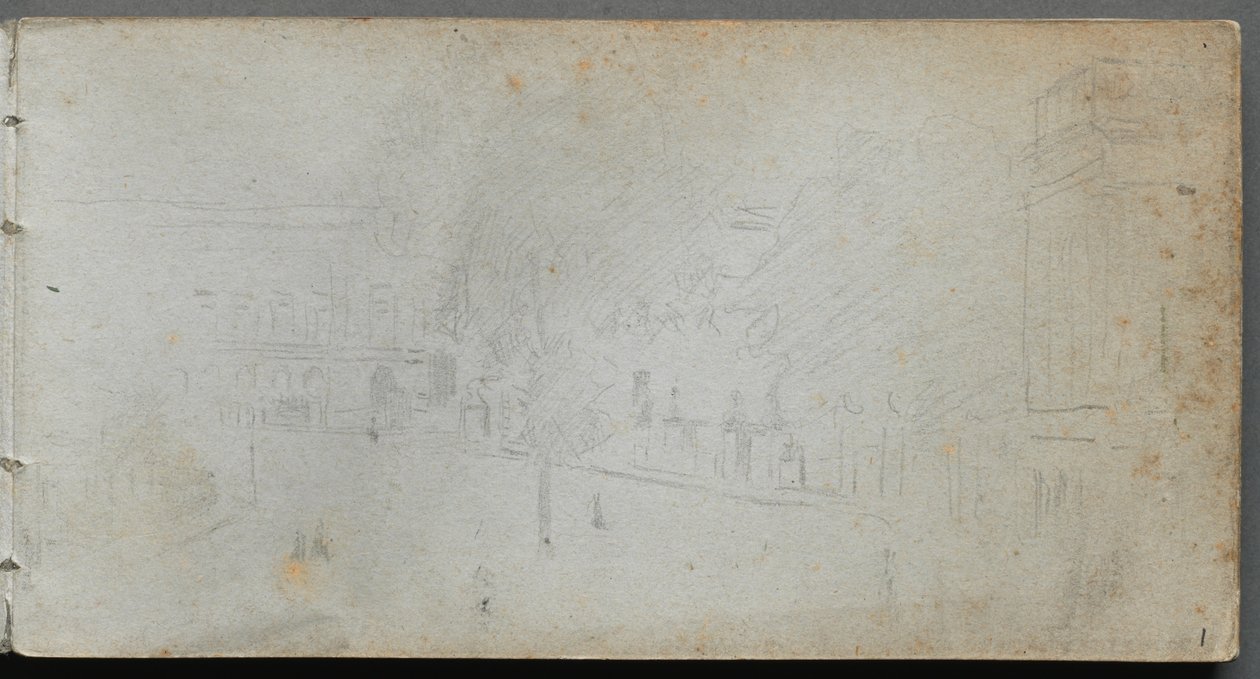 Náčrtník, strana 01: Pouliční scéna, 1905-10. od Jean Louis Ernest Meissonier