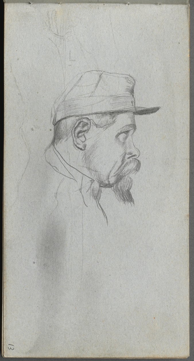 Náčrtník, strana 13: Busta muže z profilu. od Jean Louis Ernest Meissonier