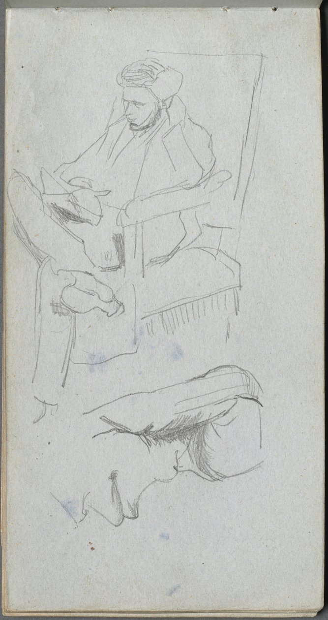 Náčrtník, strana 24: Postava sedícího muže. od Jean Louis Ernest Meissonier
