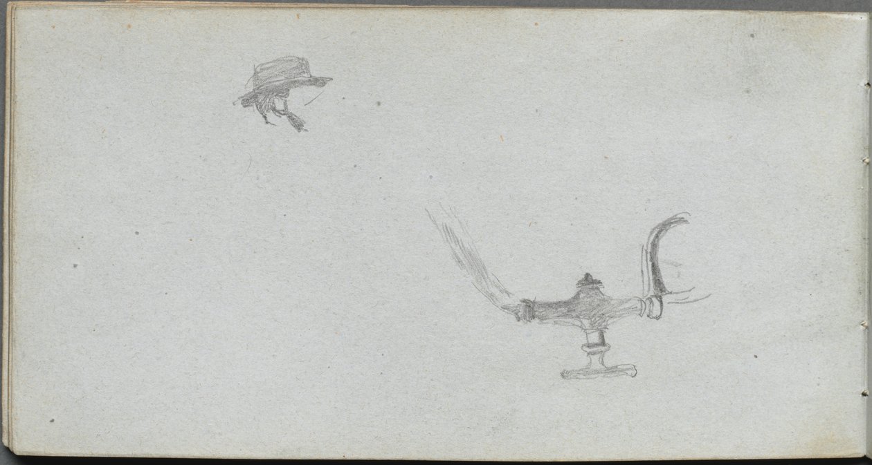 Náčrtník, strana 26: Studie hlavy a lampy. od Jean Louis Ernest Meissonier