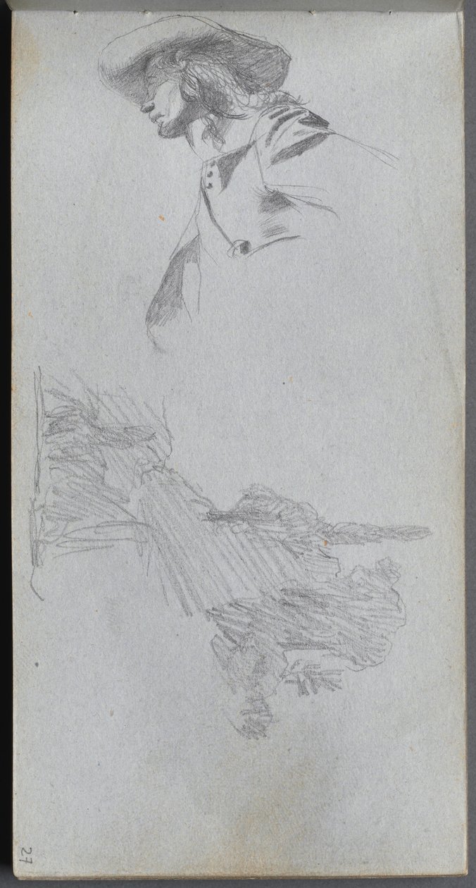 Skicář, strana 27: Detailní studie pro studii Na terase a krajině. od Jean Louis Ernest Meissonier