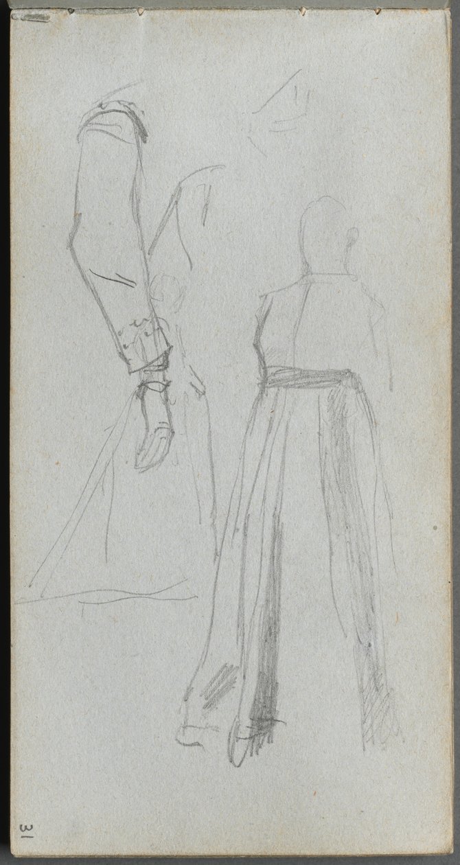 Náčrtník, strana 31: Studie obrázků. od Jean Louis Ernest Meissonier