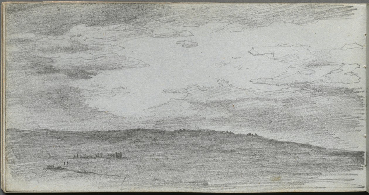 Náčrtník, strana 34: Krajinná studie. od Jean Louis Ernest Meissonier