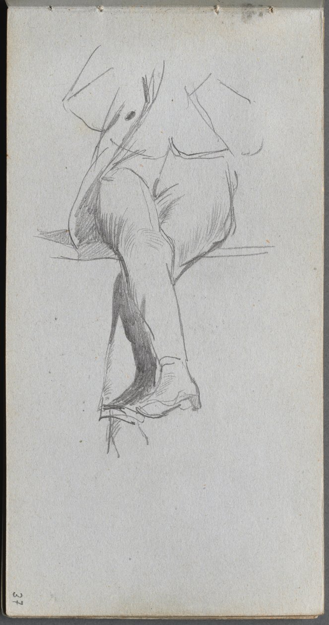 Náčrtník, strana 37: Studie postavy, překřížené nohy. od Jean Louis Ernest Meissonier