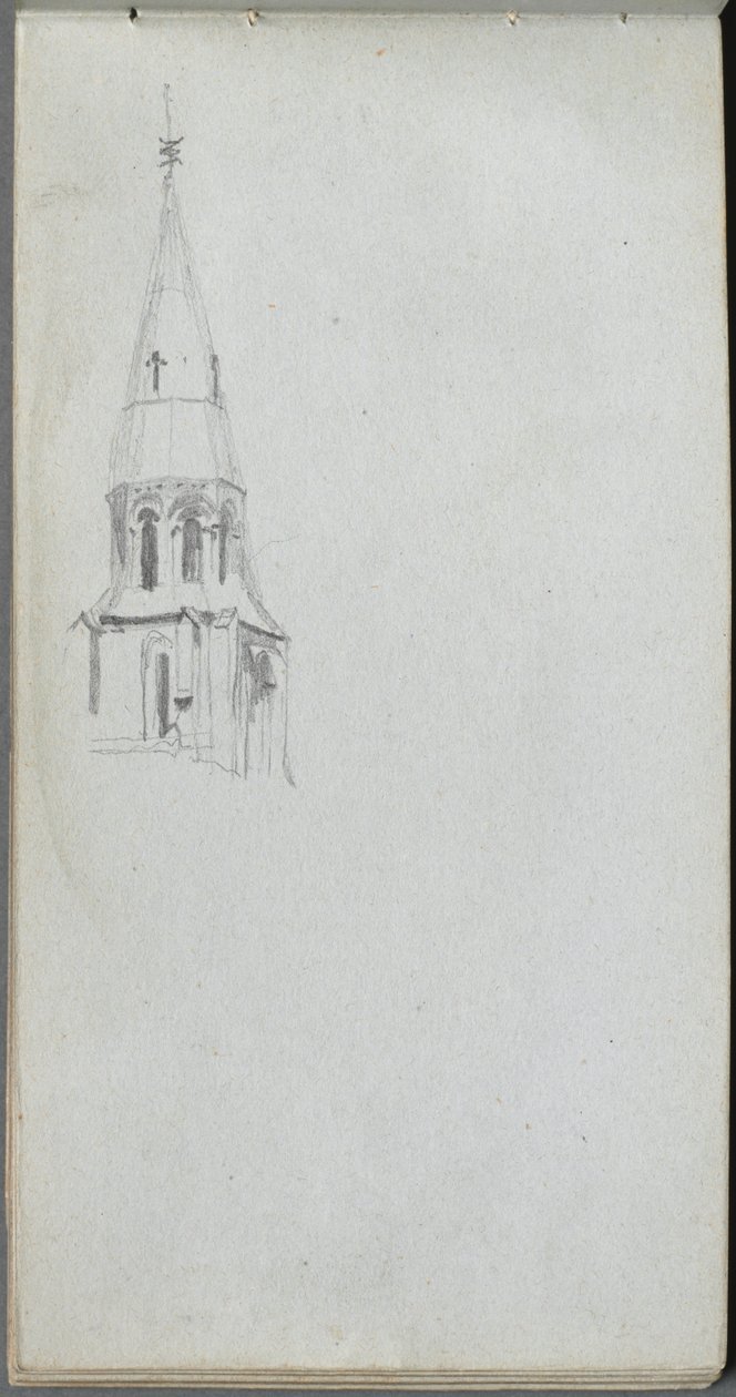Náčrtník, strana 44: Kostelní věž. od Jean Louis Ernest Meissonier