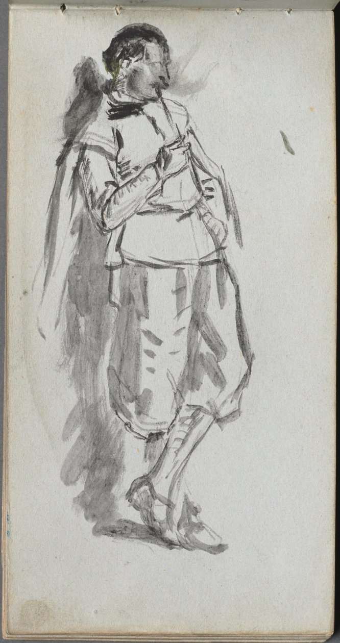 Náčrtník, strana 46: Postava stojícího muže od Ernest Meissonier