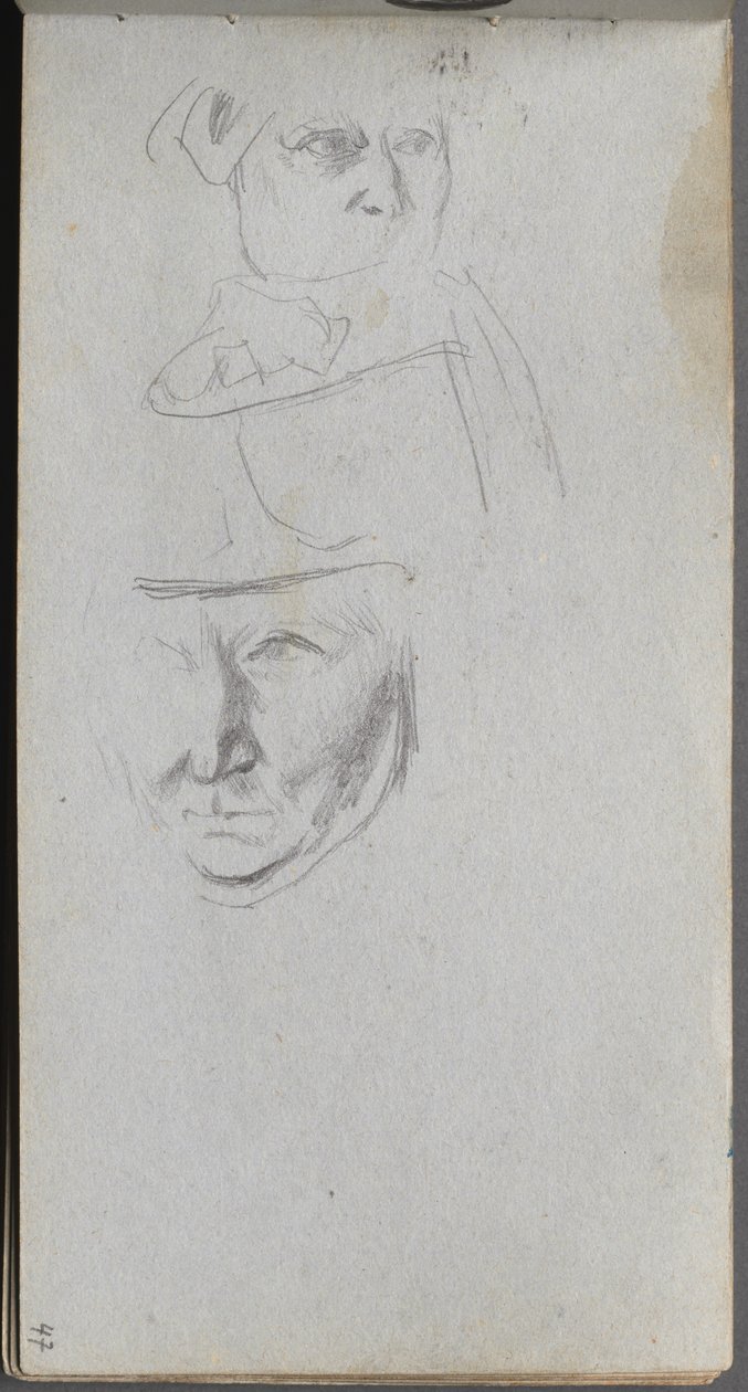 Náčrtník, strana 47: Studie tří tváří. od Jean Louis Ernest Meissonier