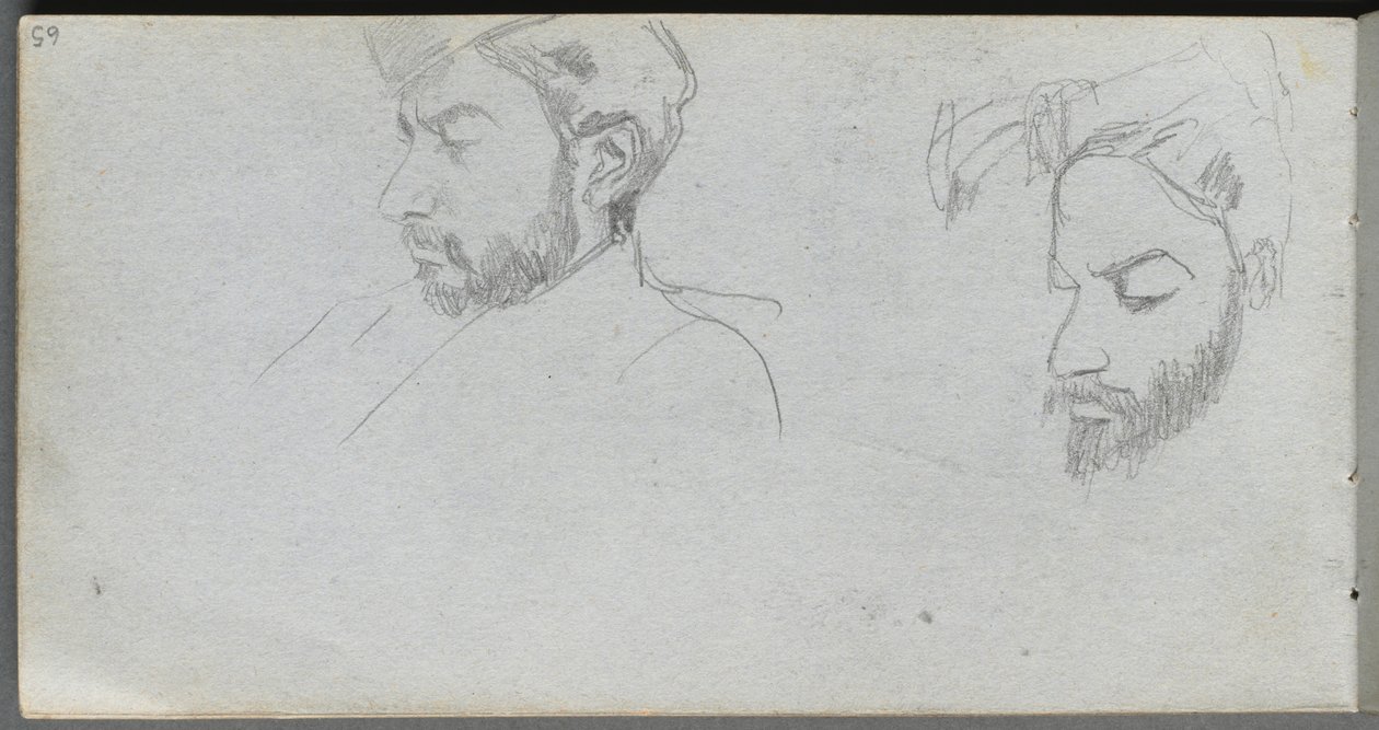 Skicář, strana 65: Studie tváří v profilu od Ernest Meissonier