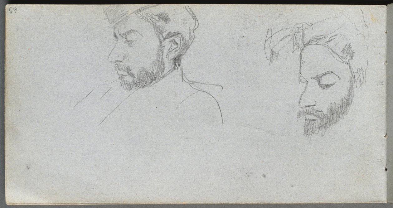 Skicář, strana 65: Studie tváří v profilu. od Jean Louis Ernest Meissonier