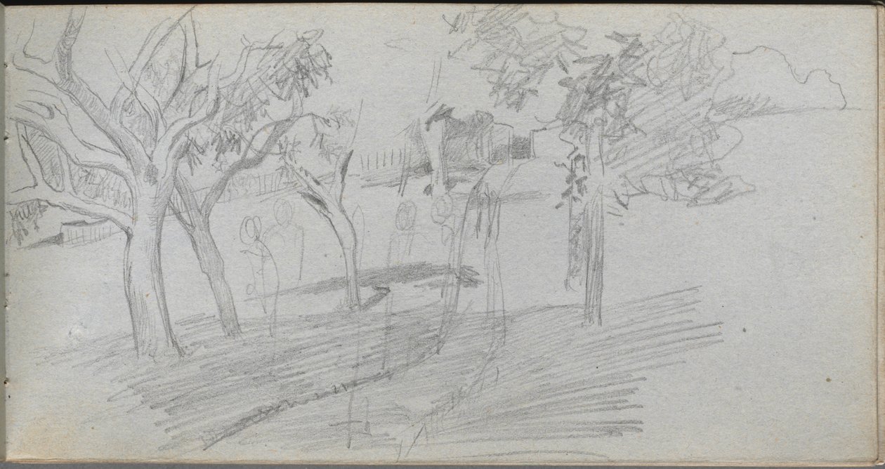 Náčrtník, strana 74: Krajinná studie. od Jean Louis Ernest Meissonier