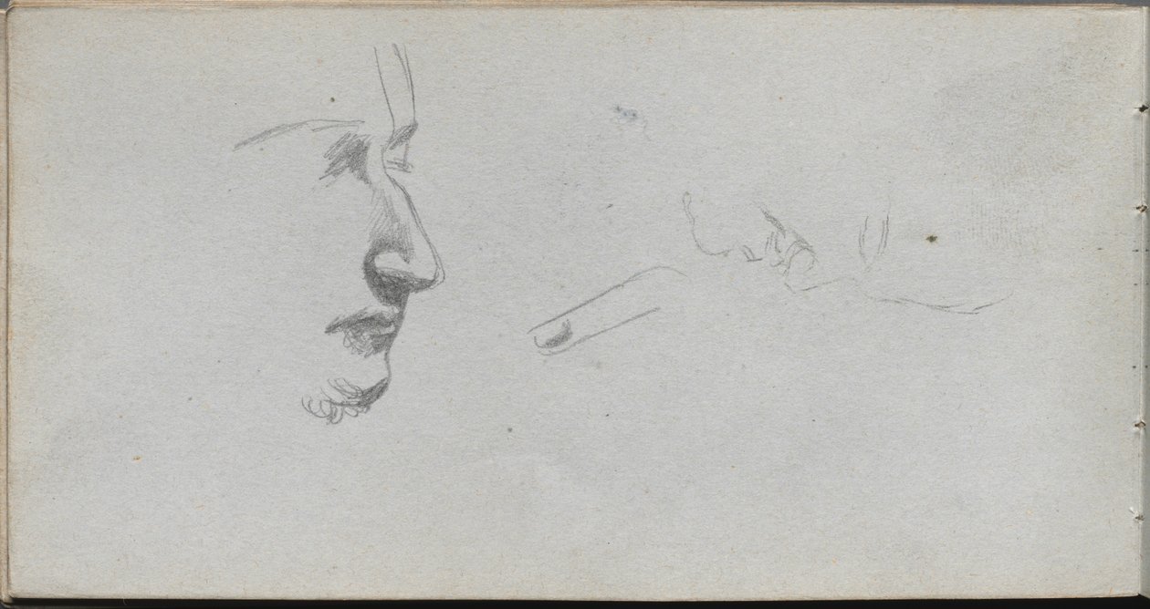 Skicář, strana 80: Studie tváří. od Jean Louis Ernest Meissonier