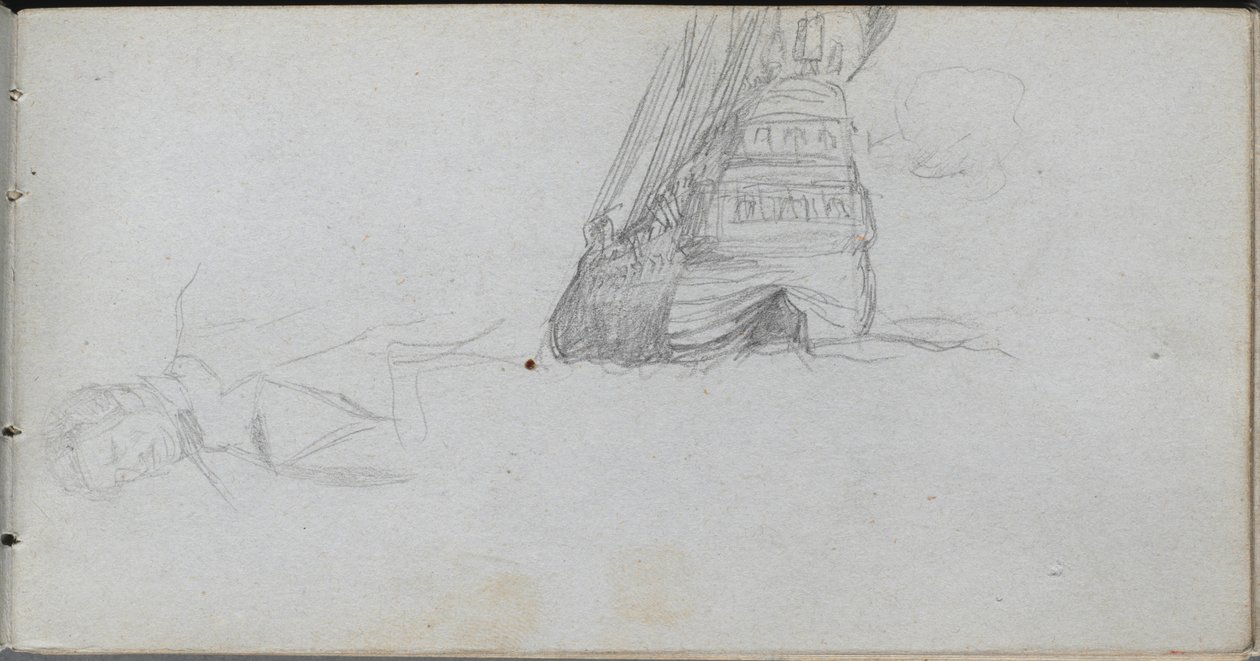 Sketchbook, strana 84: Figurální studie, Studie lodi. od Jean Louis Ernest Meissonier