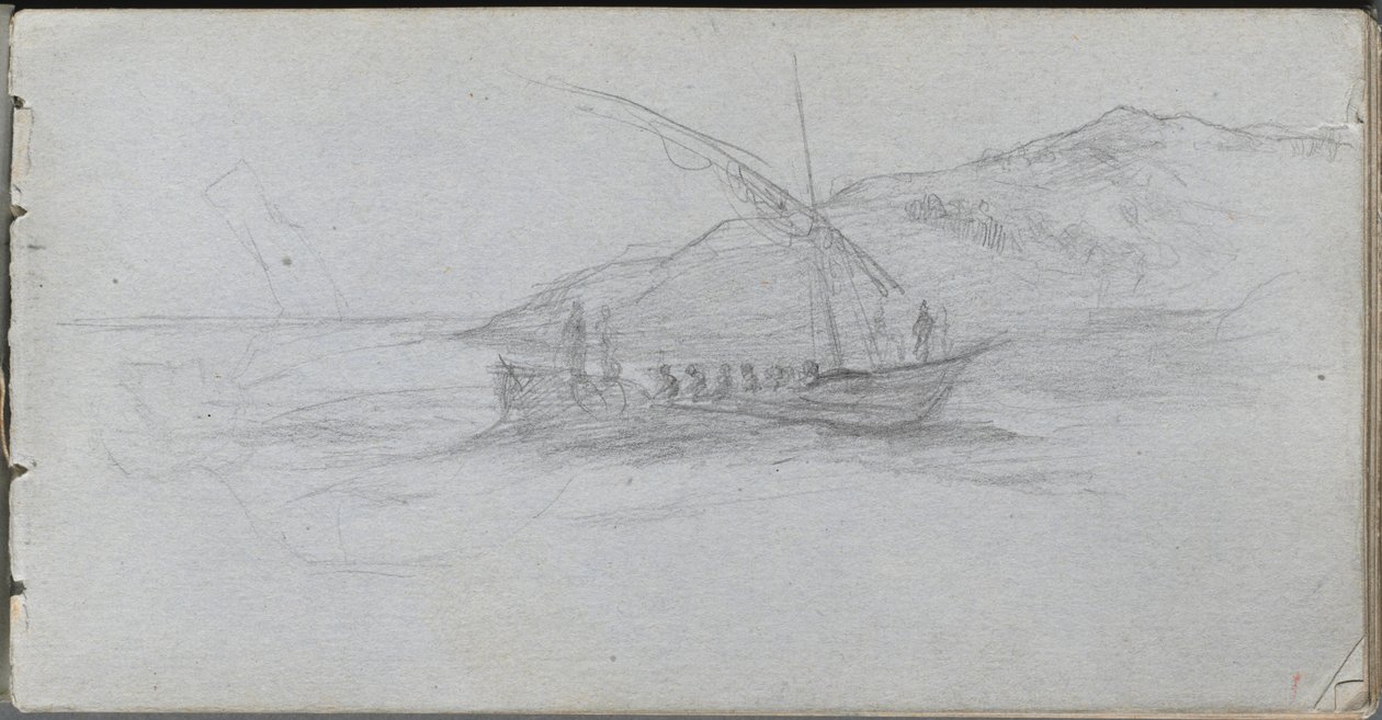 Sketchbook, strana 88: Seascape and Figure. od Jean Louis Ernest Meissonier
