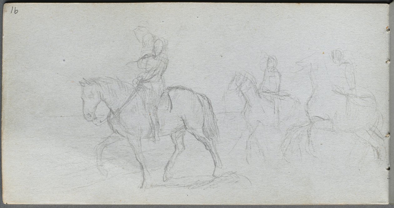 Náčrtník, strana 91: Figurky na koni. od Jean Louis Ernest Meissonier