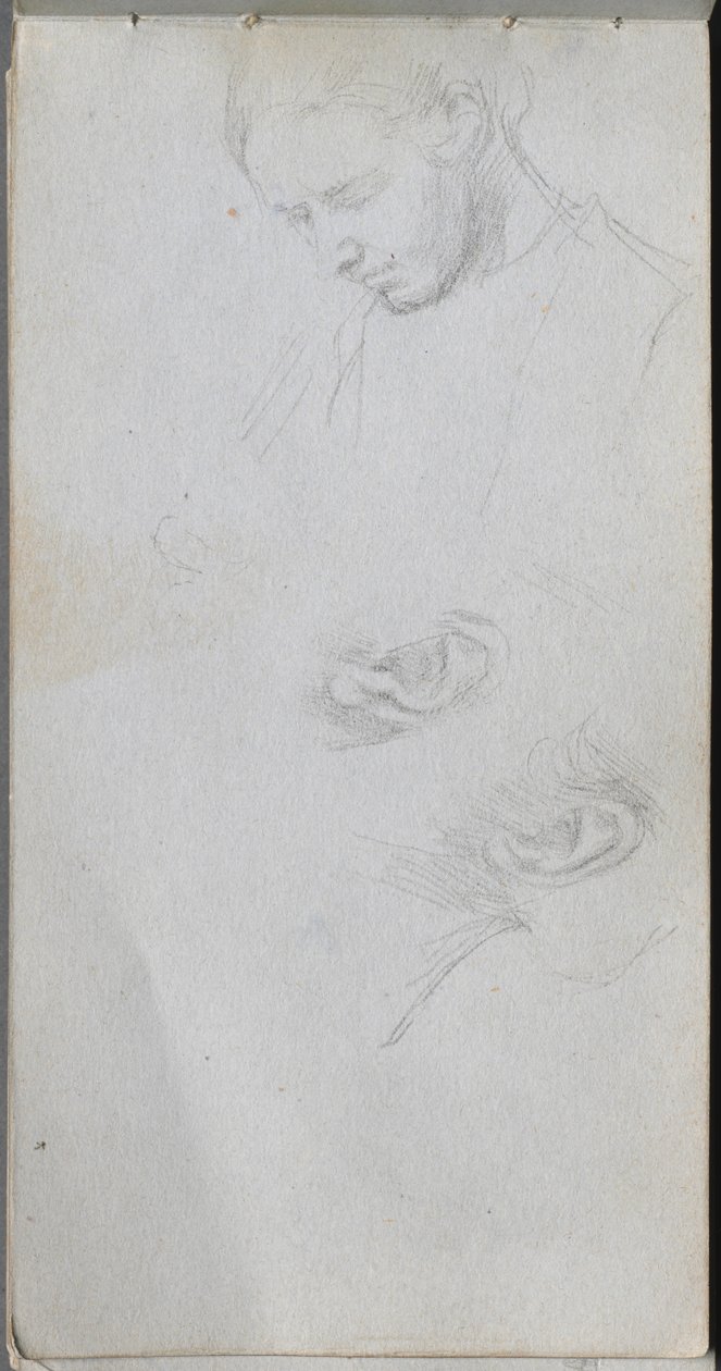 Náčrtník, strana 96: Studie tváře, uši. od Jean Louis Ernest Meissonier