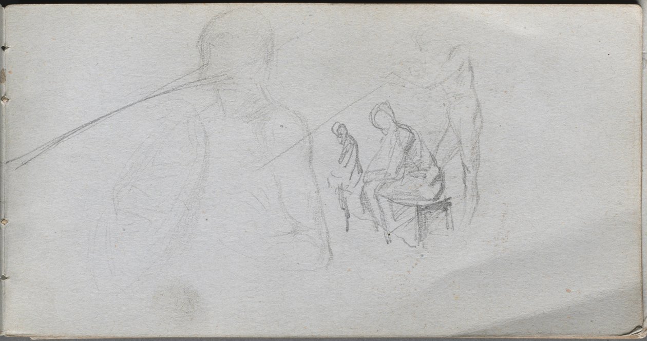 Náčrtník, strana 98: Studie obrázků. od Jean Louis Ernest Meissonier