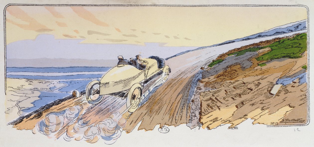 Henri Rougier ve svém voze Lorraine-Dietrich při rallye na Mount Ventoux v roce 1904, cca 1910 od Ernest Montaut