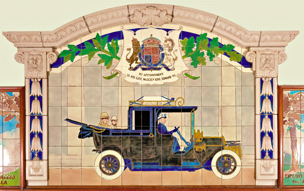Král Edward VII. a princ z Walesu v automobilu Sedanca de Ville (keramika) od Ernest Montaut
