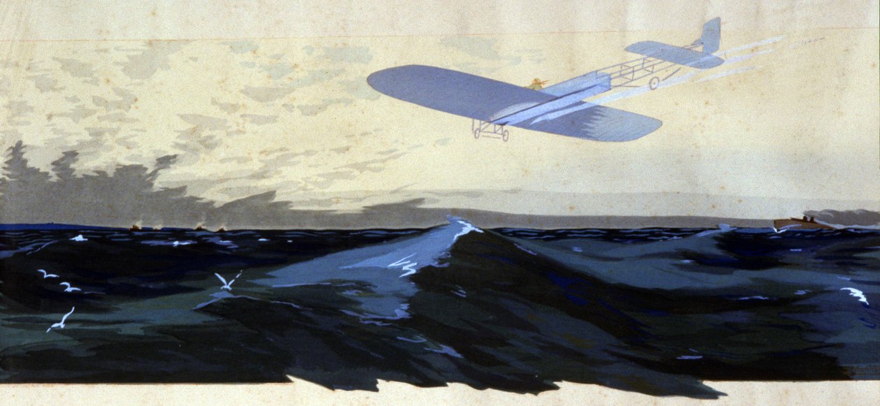 Louis Bleriot: První letecký přelet kanálu La Manche, kolem roku 1920 (ilustrace) od Ernest Montaut